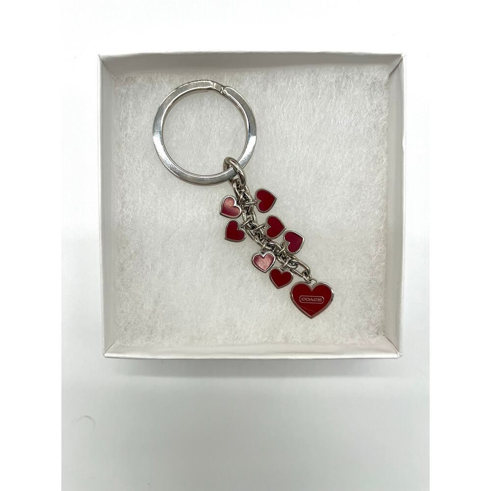 COACH Bag Charm Key Chain, Cascading Red Hearts